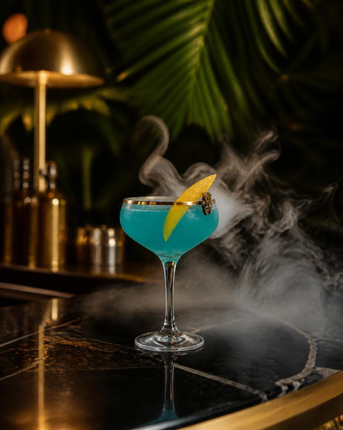 MALA signature cocktail in turquoise